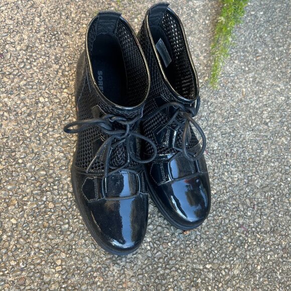Sorel Women’s Black Major Mesh Patent Leather Booties Size 9 NWOT - Picture 7 of 10